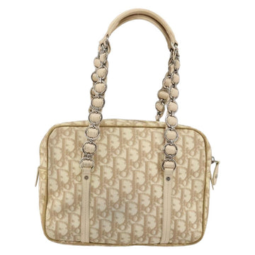 Christian Dior Trotter Canvas Romantic Chain Hand Bag PVC Beige Auth 144811 - 0