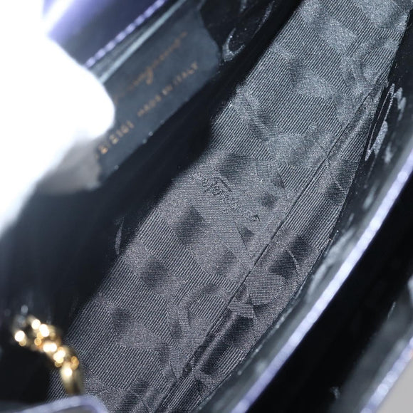 Salvatore Ferragamo Gancini Hand Bag Leather 2way Purple Gold Auth 144813