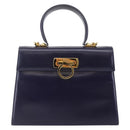 Salvatore Ferragamo Gancini Hand Bag Leather 2way Purple Gold Auth 144813-13