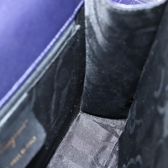 Salvatore Ferragamo Gancini Hand Bag Leather 2way Purple Gold Auth 144813