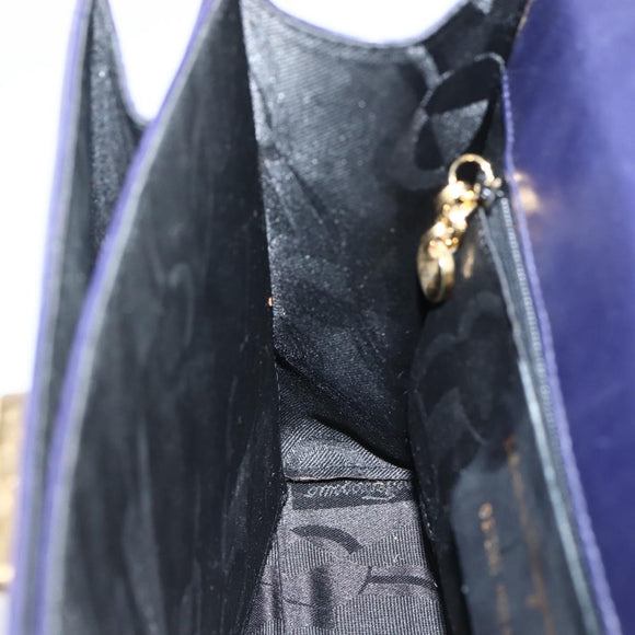 Salvatore Ferragamo Gancini Hand Bag Leather 2way Purple Gold Auth 144813