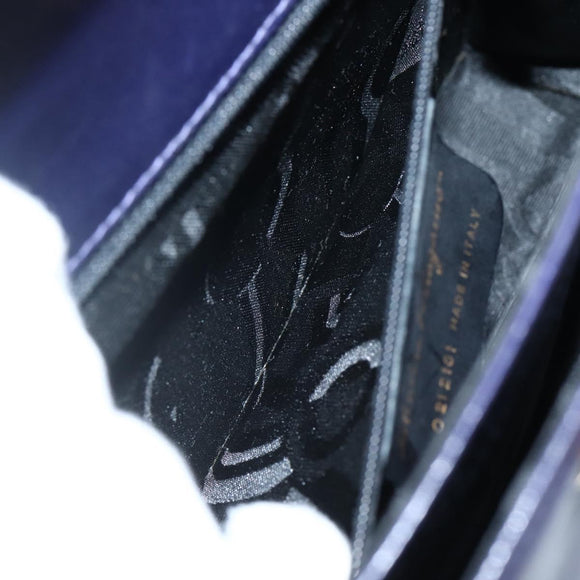 Salvatore Ferragamo Gancini Hand Bag Leather 2way Purple Gold Auth 144813