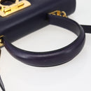 Salvatore Ferragamo Gancini Hand Bag Leather 2way Purple Gold Auth 144813-7