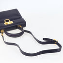 Salvatore Ferragamo Gancini Hand Bag Leather 2way Purple Gold Auth 144813-8