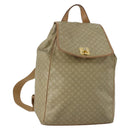CELINE Macadam Canvas Backpack PVC Leather Beige Gold Auth 144815-1