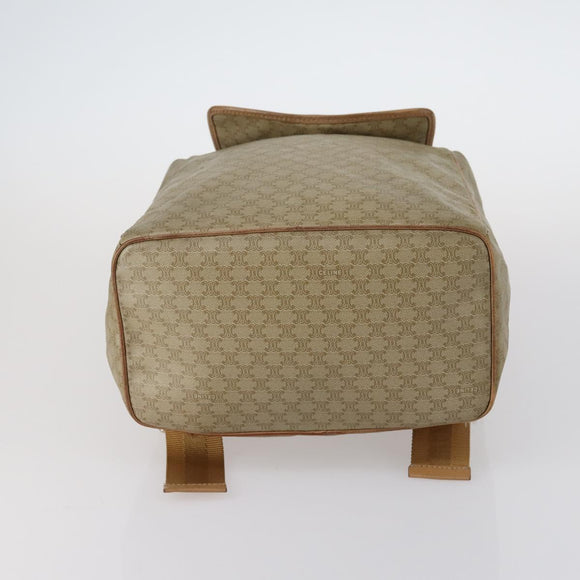 CELINE Macadam Canvas Backpack PVC Leather Beige Gold Auth 144815