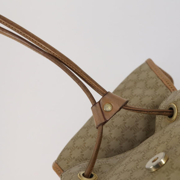 CELINE Macadam Canvas Backpack PVC Leather Beige Gold Auth 144815