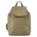 CELINE Macadam Canvas Backpack PVC Leather Beige Gold Auth 144815-13