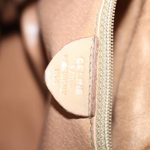 CELINE Macadam Canvas Backpack PVC Leather Beige Gold Auth 144815