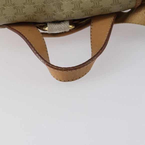 CELINE Macadam Canvas Backpack PVC Leather Beige Gold Auth 144815