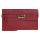 HERMES Kelly Long Wallet Leather Red Gold Auth 144824SAM-1