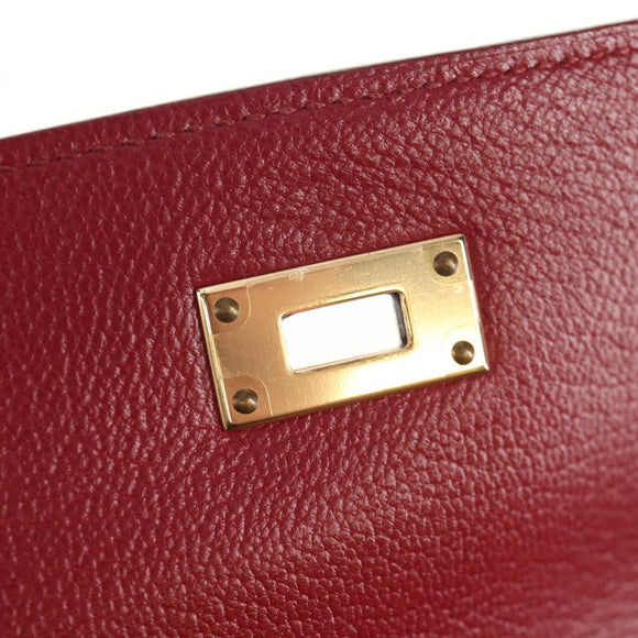 HERMES Kelly Long Wallet Leather Red Gold Auth 144824SAM