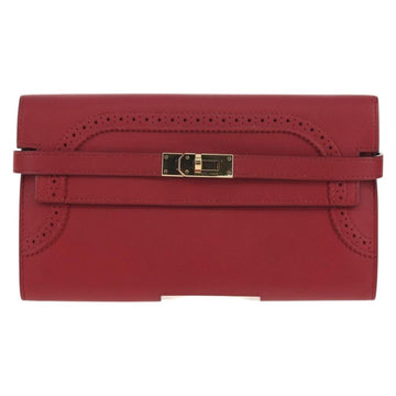 HERMES Kelly Long Wallet Leather Red Gold Auth 144824SAM - 0