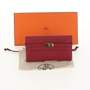HERMES Kelly Long Wallet Leather Red Gold Auth 144824SAM-26
