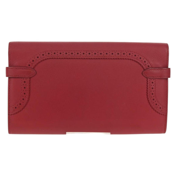 HERMES Kelly Long Wallet Leather Red Gold Auth 144824SAM