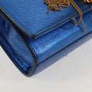 SAINT LAURENT Chain Kate Small Shoulder Bag Leather Blue Gold Auth 144825AV-11