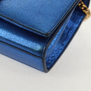 SAINT LAURENT Chain Kate Small Shoulder Bag Leather Blue Gold Auth 144825AV-12