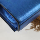 SAINT LAURENT Chain Kate Small Shoulder Bag Leather Blue Gold Auth 144825AV-13