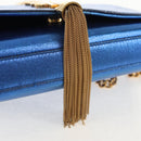 SAINT LAURENT Chain Kate Small Shoulder Bag Leather Blue Gold Auth 144825AV-15