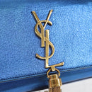 SAINT LAURENT Chain Kate Small Shoulder Bag Leather Blue Gold Auth 144825AV-16