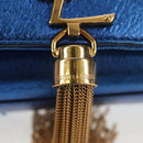 SAINT LAURENT Chain Kate Small Shoulder Bag Leather Blue Gold Auth 144825AV-17