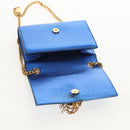 SAINT LAURENT Chain Kate Small Shoulder Bag Leather Blue Gold Auth 144825AV-18