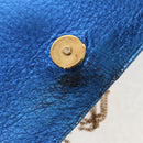 SAINT LAURENT Chain Kate Small Shoulder Bag Leather Blue Gold Auth 144825AV-19