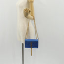 SAINT LAURENT Chain Kate Small Shoulder Bag Leather Blue Gold Auth 144825AV-26