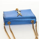 SAINT LAURENT Chain Kate Small Shoulder Bag Leather Blue Gold Auth 144825AV-6