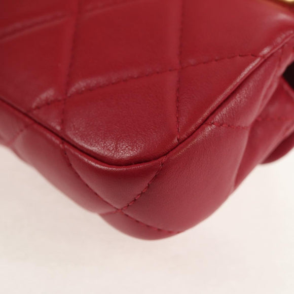 CHANEL Matelasse Chain Shoulder Bag Lamb Skin Pink Gold CC Auth 144828SAM