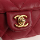 CHANEL Matelasse Chain Shoulder Bag Lamb Skin Pink Gold CC Auth 144828SAM-17