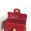 CHANEL Matelasse Chain Shoulder Bag Lamb Skin Pink Gold CC Auth 144828SAM-18