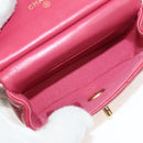 CHANEL Matelasse Chain Shoulder Bag Lamb Skin Pink Gold CC Auth 144828SAM-20