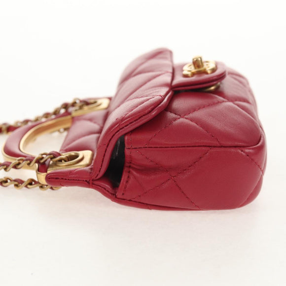 CHANEL Matelasse Chain Shoulder Bag Lamb Skin Pink Gold CC Auth 144828SAM