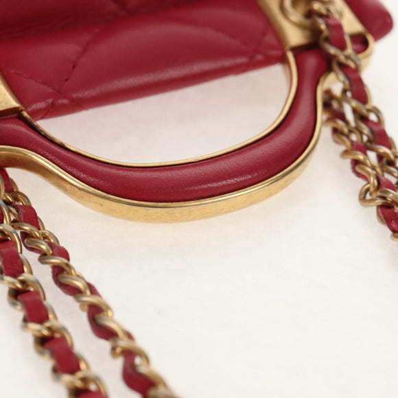 CHANEL Matelasse Chain Shoulder Bag Lamb Skin Pink Gold CC Auth 144828SAM