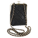 CHANEL Matelasse Chain Shoulder Bag Lamb Skin Black Gold CC Auth 144829AM-1