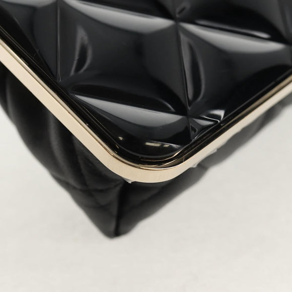 CHANEL Matelasse Chain Shoulder Bag Lamb Skin Black Gold CC Auth 144829AM