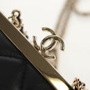 CHANEL Matelasse Chain Shoulder Bag Lamb Skin Black Gold CC Auth 144829AM-19