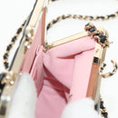 CHANEL Matelasse Chain Shoulder Bag Lamb Skin Black Gold CC Auth 144829AM-21