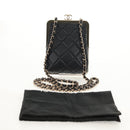 CHANEL Matelasse Chain Shoulder Bag Lamb Skin Black Gold CC Auth 144829AM-12