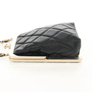 CHANEL Matelasse Chain Shoulder Bag Lamb Skin Black Gold CC Auth 144829AM-3