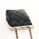CHANEL Matelasse Chain Shoulder Bag Lamb Skin Black Gold CC Auth 144829AM-6