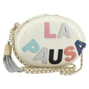 CHANEL V Stitch Chain Shoulder Bag Leather White Gold CC Auth 144830AV-1