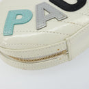 CHANEL V Stitch Chain Shoulder Bag Leather White Gold CC Auth 144830AV-11