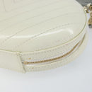 CHANEL V Stitch Chain Shoulder Bag Leather White Gold CC Auth 144830AV-12