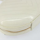CHANEL V Stitch Chain Shoulder Bag Leather White Gold CC Auth 144830AV-13
