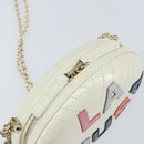 CHANEL V Stitch Chain Shoulder Bag Leather White Gold CC Auth 144830AV-15