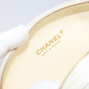 CHANEL V Stitch Chain Shoulder Bag Leather White Gold CC Auth 144830AV-16