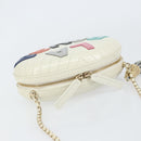 CHANEL V Stitch Chain Shoulder Bag Leather White Gold CC Auth 144830AV-6