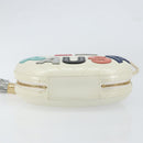 CHANEL V Stitch Chain Shoulder Bag Leather White Gold CC Auth 144830AV-9